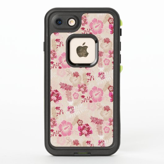 可愛いピンクモダンの花柄 LifeProof iPhoneケース (裏面)