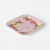 可愛いピンクラビットバニーガールバースデーパーティー ペーパープレート (傾斜あり)