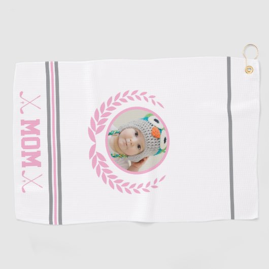 可愛いピンクリースフォトモマゴルフタオル ゴルフタオル (横)