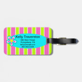 可愛いピンクレトロフラワーラゲージタグ ラゲッジタグ (裏面横)