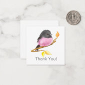可愛いピンクロビンバードありがとうご注意書き ノートカード (正面/裏面インサイチュ)