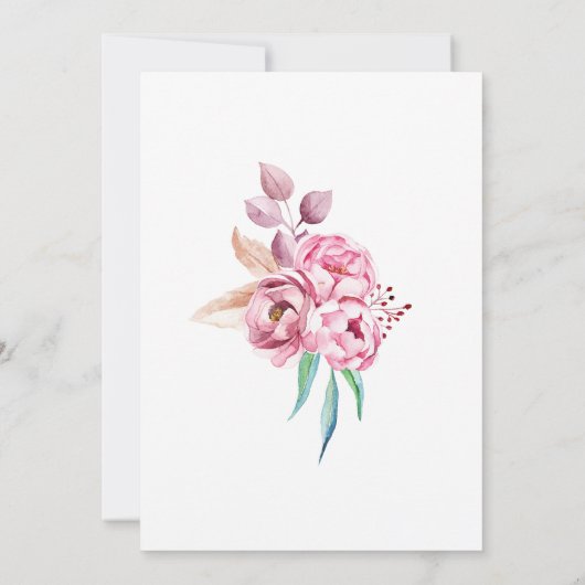 可愛いピンクローズ金ゴールドフローラ第1回誕生日写真 招待状 (裏面)