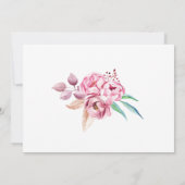 可愛いピンクローズ金ゴールドフローラ第1回誕生日写真 招待状 (裏面)