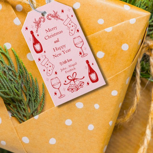 可愛いピンク予測できなのドードルカスタムクリスマス ギフトタグ