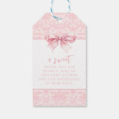 可愛いピンク名門私立校風のの弓の女の子シャワー感謝していユー ギフトタグ (裏面)