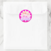 可愛いピンク女の子のベビー性別でシールを明かす ラウンドシール (バッグ)