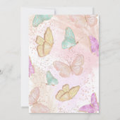 可愛いピンク小さな蝶シック1st誕生日 招待状 (裏面)
