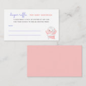 可愛いピンク幽霊ミイムミエベビーシャワーおむつラッフル エンクロージャーカード (正面/裏面)