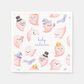 可愛いピンク幽霊&リトルカンプキンベビーシャワー スタンダードカクテルナプキン (正面)