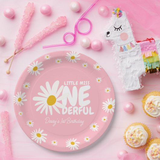 可愛いピンク恋しく思リトルワンダーフルデイジー1日 ペーパープレート (パーティー)