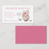 可愛いピンク恐竜の赤ちゃんシャワーロアオムツラッフル エンクロージャーカード (正面/裏面)