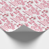 可愛いピンク文字のバルーン2nd誕生日 ラッピングペーパー (角)