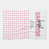 可愛いピンク最高ののハートおばあちゃんの母の日 キッチンタオル (横)