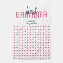可愛いピンク最高ののハートおばあちゃんの母の日 キッチンタオル