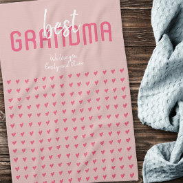 可愛いピンク最高ののハートおばあちゃんの母の日 キッチンタオル