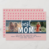 可愛いピンク最高ののハートお母さん2枚お母さんの日 シーズンカード (正面/裏面)