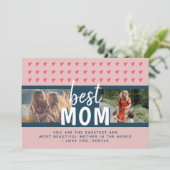 可愛いピンク最高ののハートお母さん2枚お母さんの日 シーズンカード (スタンド正面)