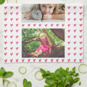 可愛いピンク最高ののハートお母さん2 Photo Mother's Day キッチンタオル (折り畳み)