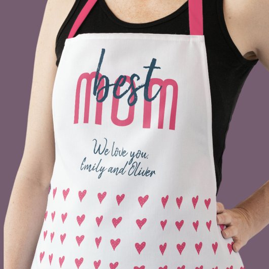 可愛いピンク最高ののハート母の日 エプロン