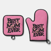 可愛いピンク最高ののママ 鍋つかみ&鍋敷きセット (正面)