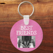 可愛いピンク最高のの友達BFF写真を追加 キーホルダー (裏面)