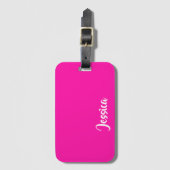 可愛いピンク無地のプレーン ラゲッジタグ (正面縦)