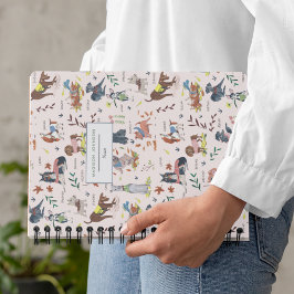 可愛いピンク犬の柄モノグラム手帳 ノートブック