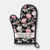 可愛いピンク白の花柄の追加カスタム文字 鍋つかみ (正面)