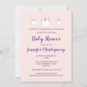 可愛いピンク眠る猫ねこ赤ちゃんシャワーパーティー 招待状 (正面)
