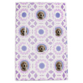 可愛いピンク紫クリスマスドッグラバーペットママのプレゼント ミディアムペーパーバッグ (正面)