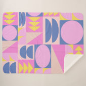 可愛いピンク紫パッチワークキルトジオメトリックパターン シェルパブランケット (正面(横))