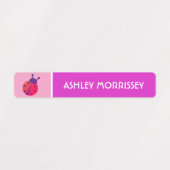 可愛いピンク紫ラディバグ子供の名前ラベル ラベル (デザイン1)