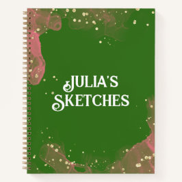 可愛いピンク緑のスケッチ名帳 ノートブック