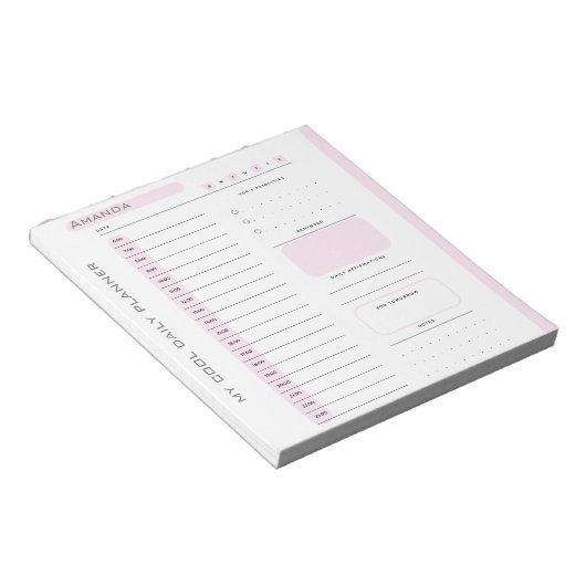 可愛いピンク編集可能な涙遠くに毎日プランナー ノートパッド (アングル)