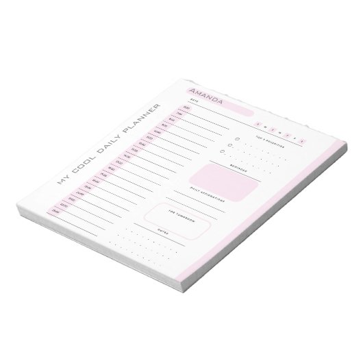 可愛いピンク編集可能な涙遠くに毎日プランナー ノートパッド (回転)