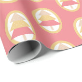 可愛いピンク自然トーンメリークリスマスツリー ラッピングペーパー (ロールコーナー)