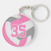 可愛いピンク色のグレーガーリーロパーソナライズされたボール キーホルダー (裏面)