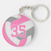 可愛いピンク色のグレーガーリーロパーソナライズされたボール キーホルダー (裏面)
