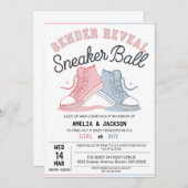 可愛いピンク色のジェンダーがスニーカーのボールを明かす 招待状 (正面/裏面)