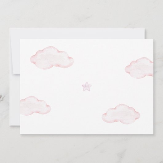 可愛いピンク色のバルーンは生まれたばかりのベビー写真 サンキューカード (裏面)