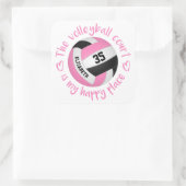 可愛いピンク色のブラックバレーボールコート私の幸せな場所 スクエアシール (バッグ)