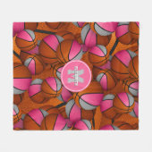 可愛いピンク色の女の子のスポーツバスケット フリースブランケット (正面(横))