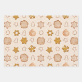 可愛いピンク色の茶色のクリスマスクッキーパターン ラッピングペーパーシート (正面2)