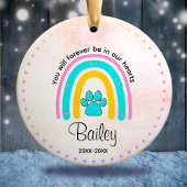 可愛いピンク色の虹を記念した犬や猫 セラミックオーナメント