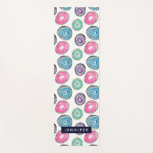 可愛いピンク色の青い線虫パーソナライズされた柄 ヨガマット (正面)