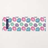 可愛いピンク色の青い線虫パーソナライズされた柄 ヨガマット (正面(横))