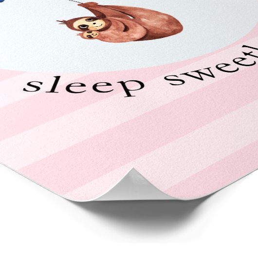 可愛いピンク色の風船ナマケモノと名前キッズ ポスター (角)