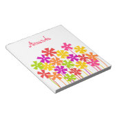 可愛いピンク色の黄色のオシンプルレンジの花名 ノートパッド (アングル)