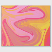 可愛いピンク色の黄色の赤い抽象芸術芸術的模様 ラッピングペーパー (フラット)