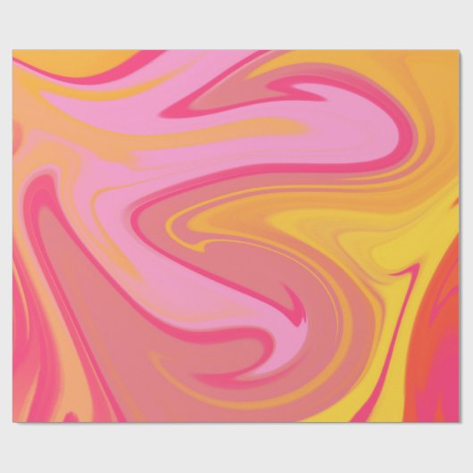 可愛いピンク色の黄色の赤い抽象芸術芸術的模様 ラッピングペーパー (フラット)